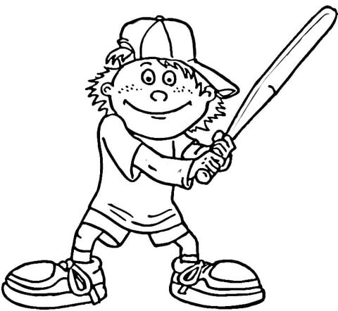 Baseball Player In Sneakers  Coloring Page